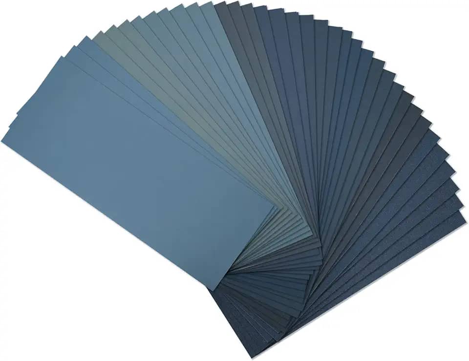 POWERTEC 471000 Lixas secas molhadas | Folhas de 22,86 cm x 9,14 cm | 180 – 3000 papel de areia de grão sortido para madeira e acabamento automático - (pacote com 36)