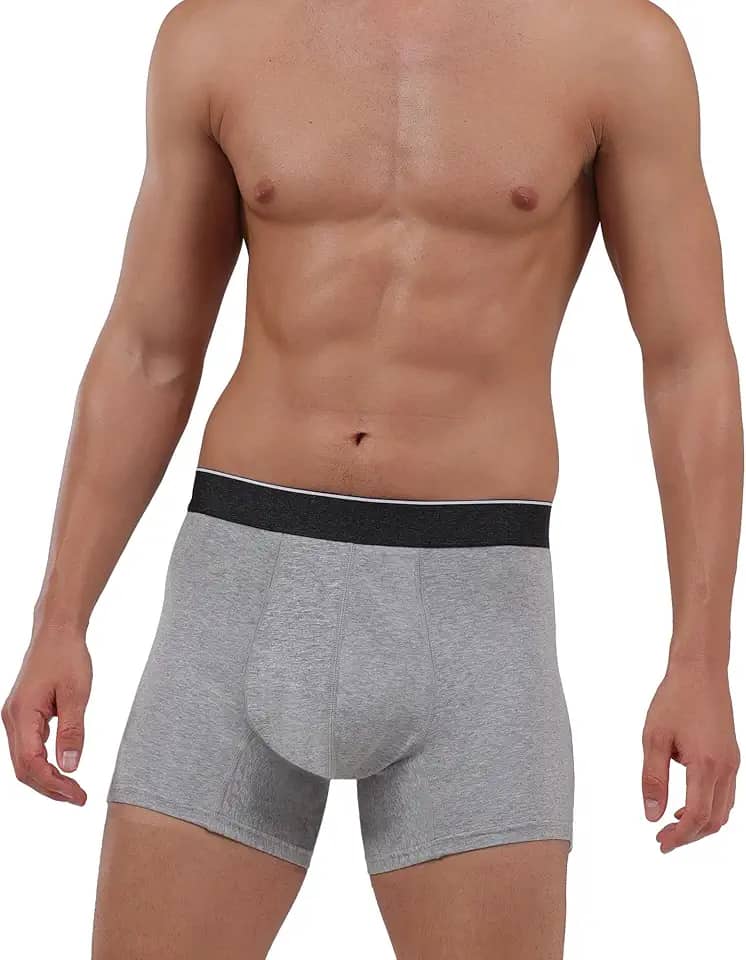 Cueca boxer lavável para incontinência urinária para homens, 12,7 cm mais longa perna frontal absorvente cueca boxer para controle da bexiga