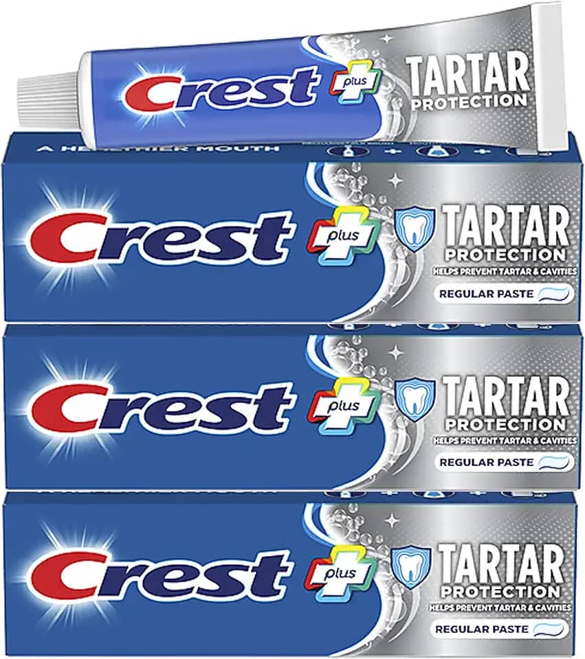 Crest Creme Dental Antitártaro E Anticáries Com Flúor, Pasta Regular, 2,4 Oz (Pacote 3)