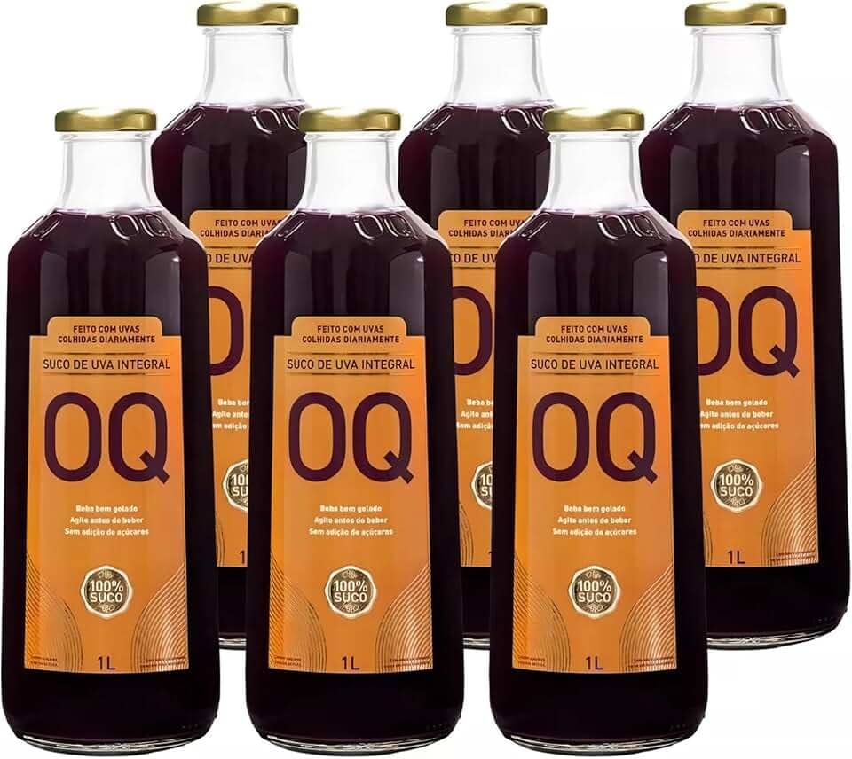 Suco de Uva Integral OQ Sem Adição de Açúcar e Conservantes (1 Litro - Pack 6)