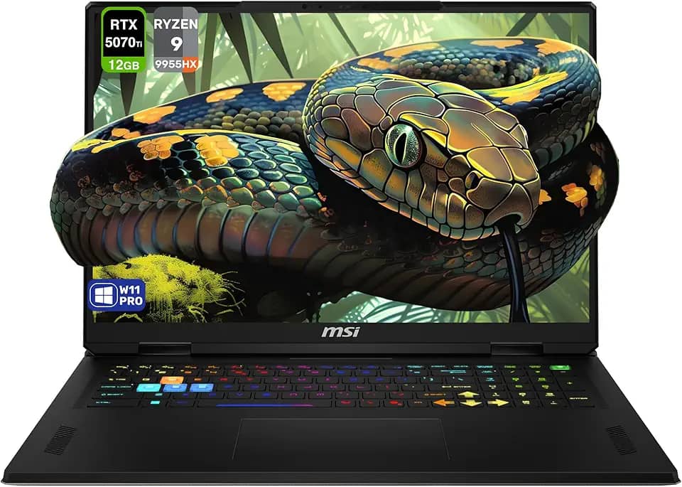 MSI Notebook para jogos Vector A18 HX, AMD Ryzen 9-9955HX, RAM DDR5 de 32 GB, SSD PCIe de 2 TB, QHD+ de 18 polegadas (2560 x 1600) tela 240Hz, Nvidia G-Force RTX 5070Ti, teclado RGB de 24 zonas, W11