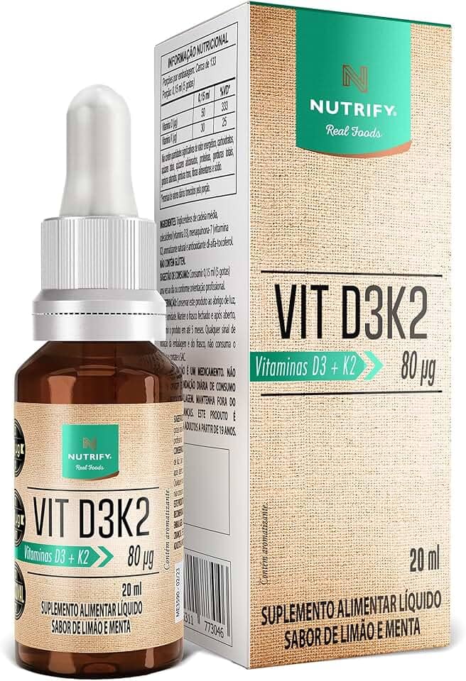Nutrify - Vitamina D3K2 Gotas - Saúde Óssea e Muscular - Eficácia e Flexibilidade - 30ml