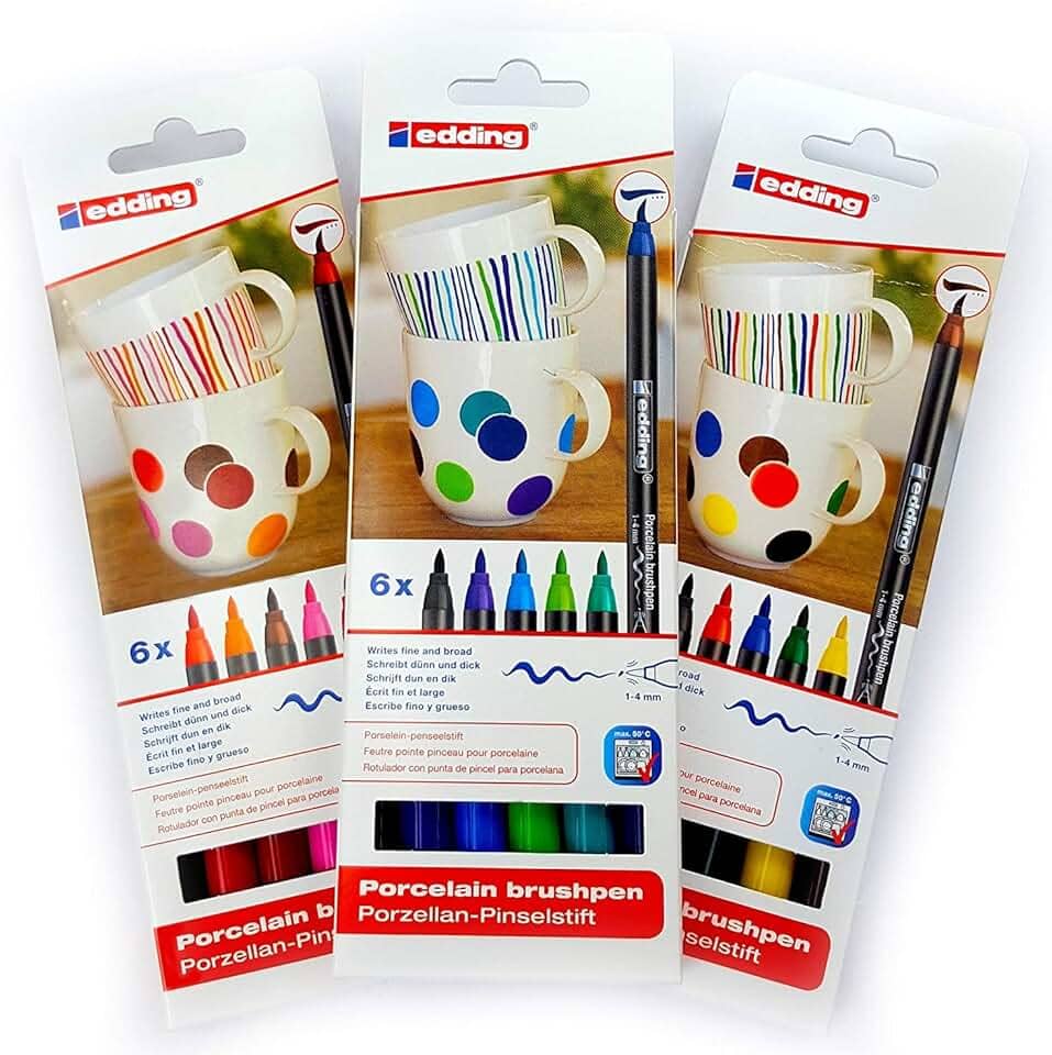 Edding 4200 3 x 6 marcadores de porcelana 1-4 mm cores sortidas