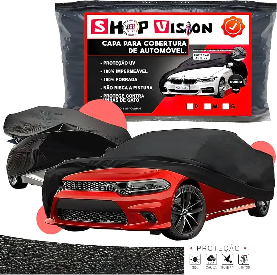 Capa Protetora Cobrir de Carro em Couro 100% Forrada Impermável Não Risca (Onix)