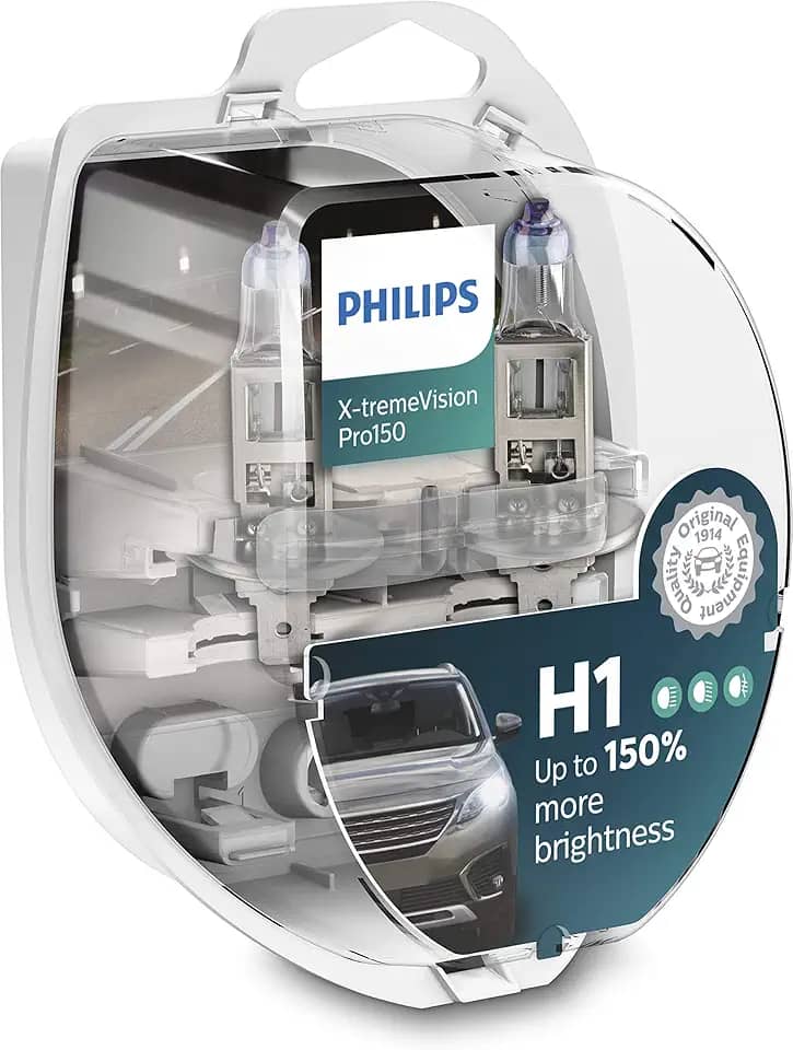 Par Lampada Philips X-treme Vision Pro H1 3400K 150% + Luz