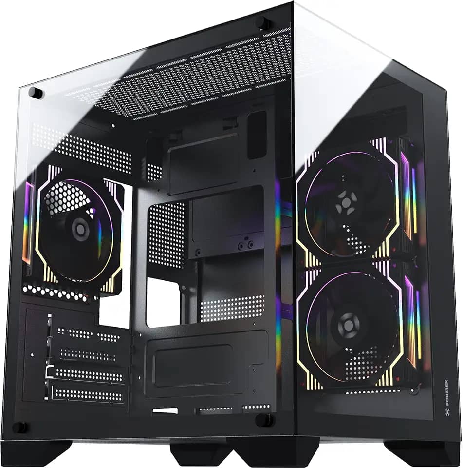 Gabinete Gamer Clarity Preto Lateral Vidro Fortrek