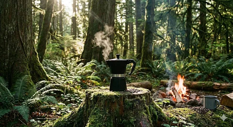 Cafeteira Moka Preta para Fogão, Estilo Italiano Tradicional