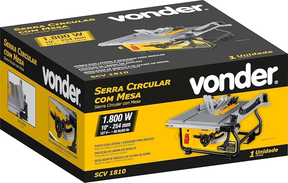 Vonder, Serra Circular Com Mesa, 10", 1.800 W, 127 V~, Scv 1810.