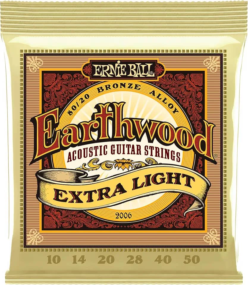 Cordas para guitarra acústica Ernie Ball Earthwood P02006, Extra Light, bronze 80/20, calibre 10-50