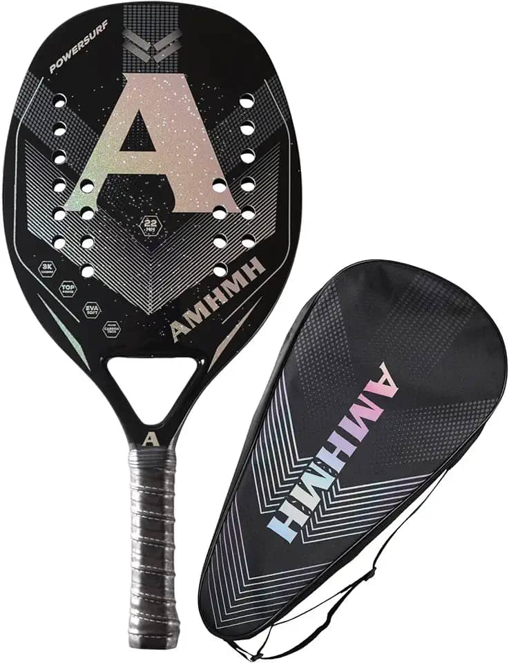 Raquete de Beach Tennis Profissional de Fibra de Carbono 3K e Bolsa porta-raquete