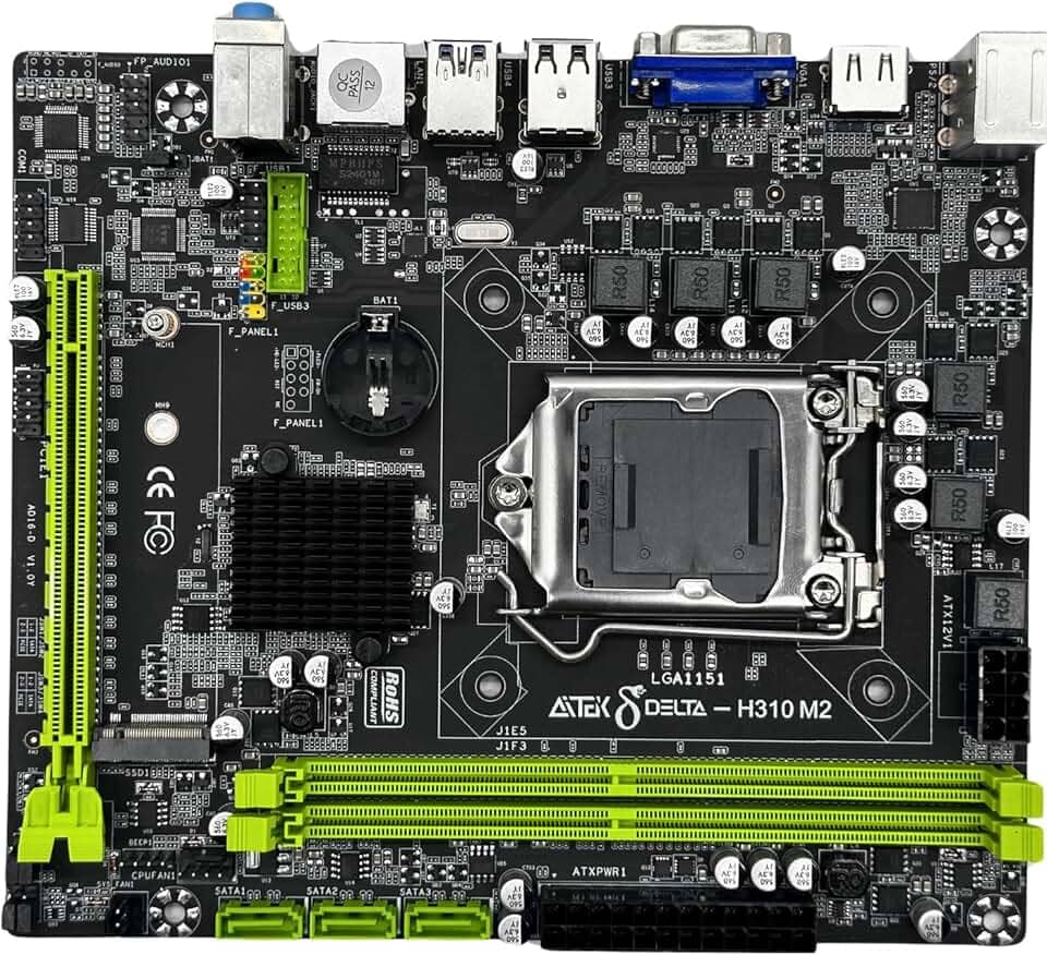Placa Mãe LGA 1151 32GB RAM DDR4 Intel H310 3 portas SATA 3.0 e 1 para SSD M.2 Micro-ATX USB 3.0 HDMI e Ethernet Gigabit