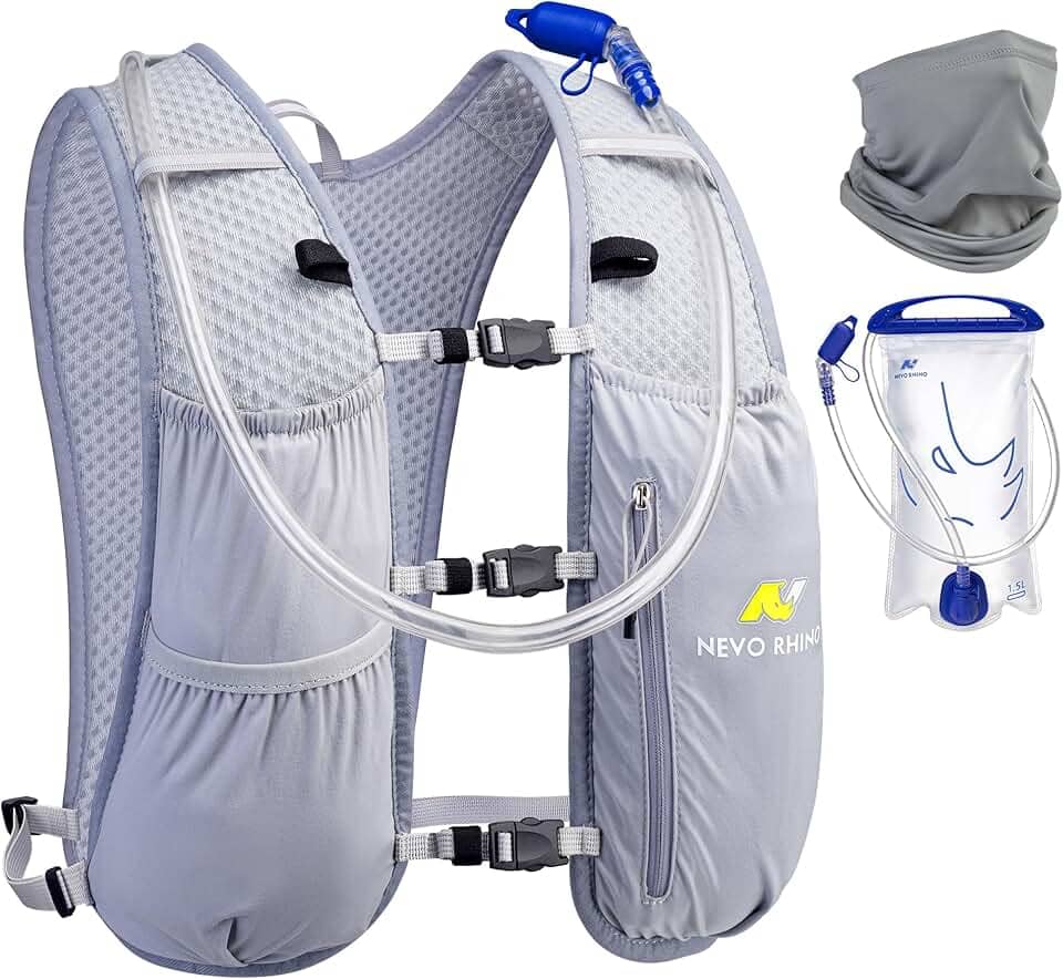 N NEVO RHINO Colete De Hidratação Para Corrida Feminino, Mochila Com Bexiga Água 1,5L, Pequena, Leve E Respirável, Trilhas, Ciclismo Maratona