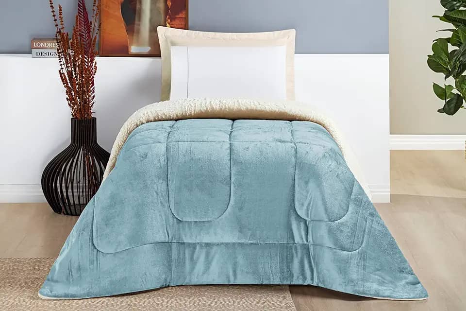 Coberdrom Solteiro Inverno Dupla Face Grosso Super Quentinho Manta & Sherpa (QUARTZO)