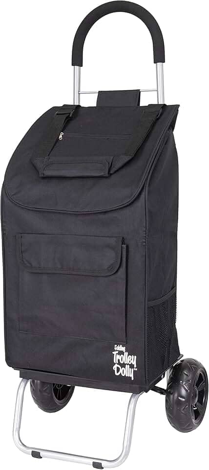 dbest products Carrinho de compras dobrável preto Trolley Dolly para mantimentos com rodas e bolsa removível e caminhão de mão pessoal com rodinhas padrão
