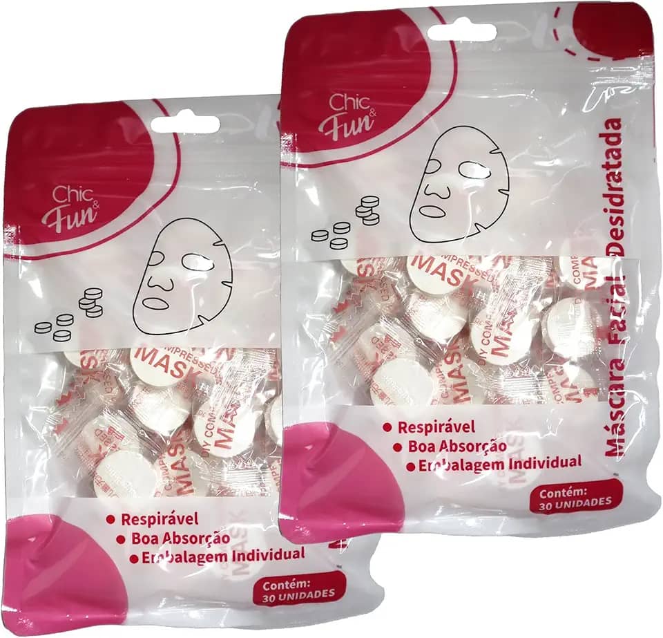 Kit Máscara Desidratada Máscaras Faciais Comprimido Compactada Tipo De Pele Normal (2pacote/60un)