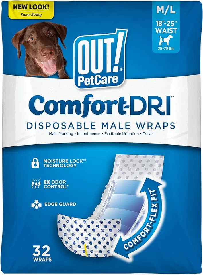 OUT! Petcare Fraldas Descartáveis para Cães Masculinas, Treinamento de Banheiro, Fraldas para Cães Machos, Treinamento de Filhote, Bandas de Barriga, Suprimentos para Animais de Estimação, para