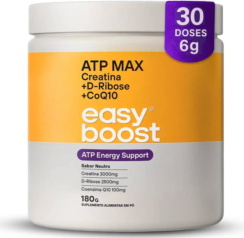 Creatina Monohidratada com Coenzima Q10 e D-Ribose ATP MAX Easy Boost 180g com Laudo