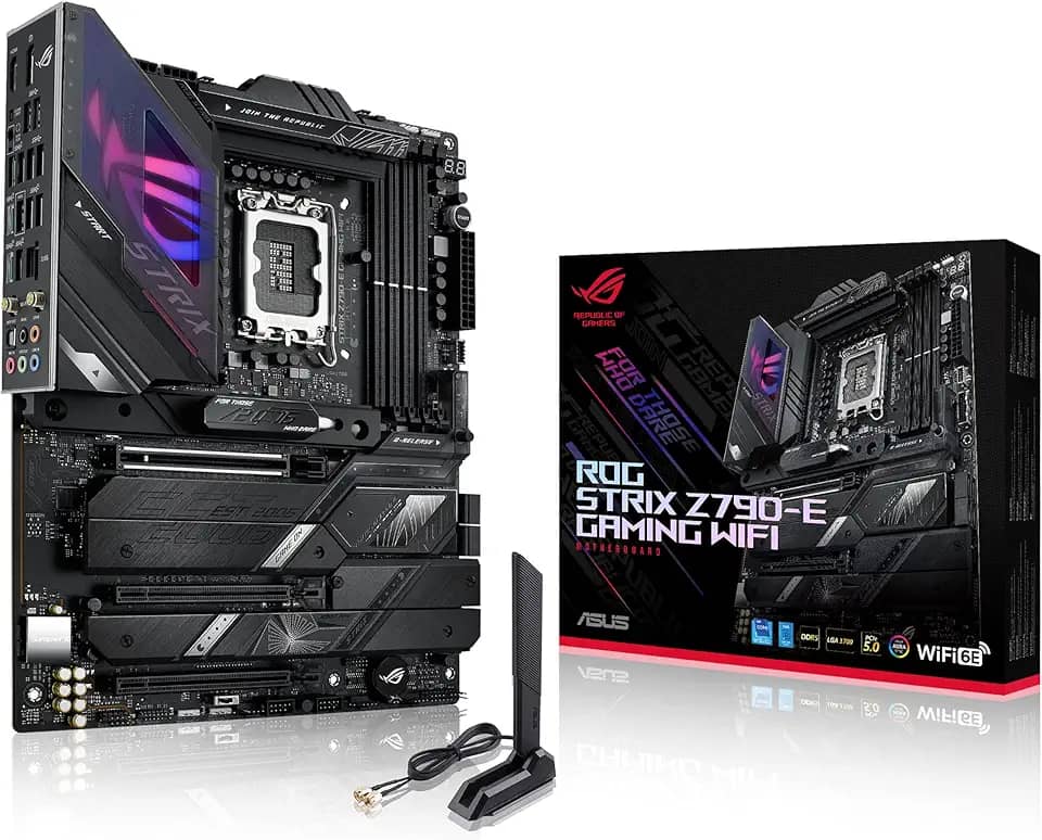 ASUS Placa mãe gamer ROG Strix Z790-E Gaming WiFi 6E LGA 1700 (Intel 14ª, 13ª e 12ª geração) (PCIe 5.0, DDR5, 18+1 estágios de energia, LAN de 2,5 GB, Thunderbolt 4, 5xM.2, 1xPCIe 5.0 M.2, porta USB