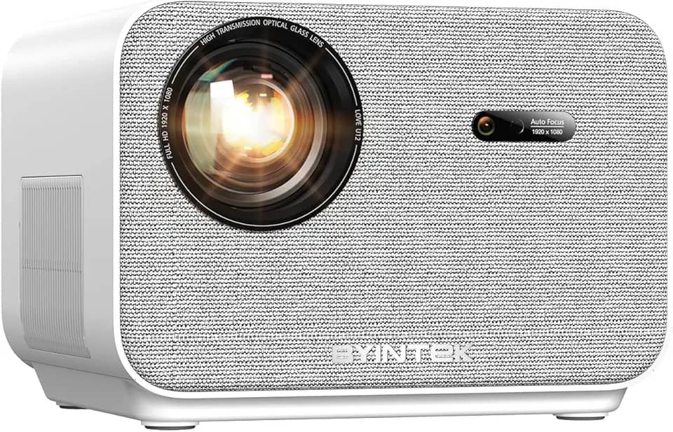 BYINTEK Projetor Portátil Android 5G Wi-Fi e Bluetooth 5.0,1080P Full HD 800 Lúmens com Suporte 4K, Autofoco e Alto-falantes Estéreo, Ideal para Cinema em Casa, Filmes e Jogos