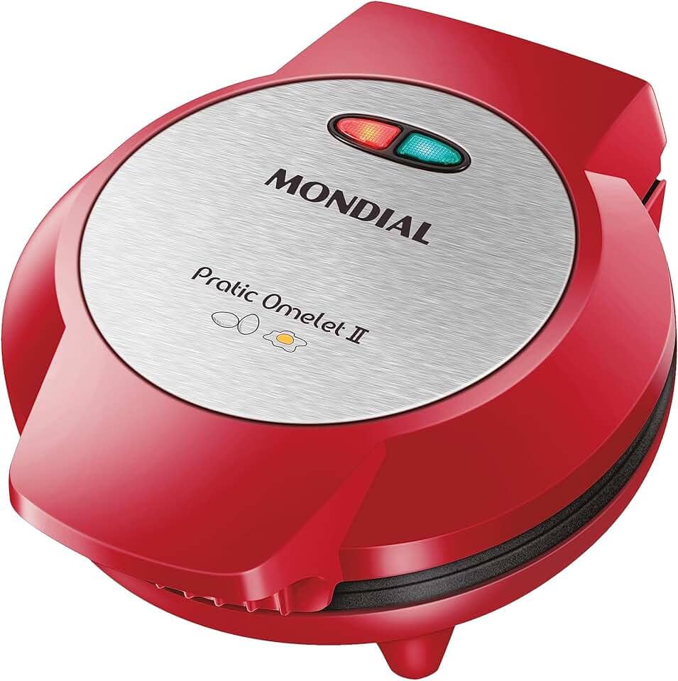 MONDIAL Omeleteira Pratic Omelet II, Vermelho/Inox, 800W, 220V - OM-04-RI