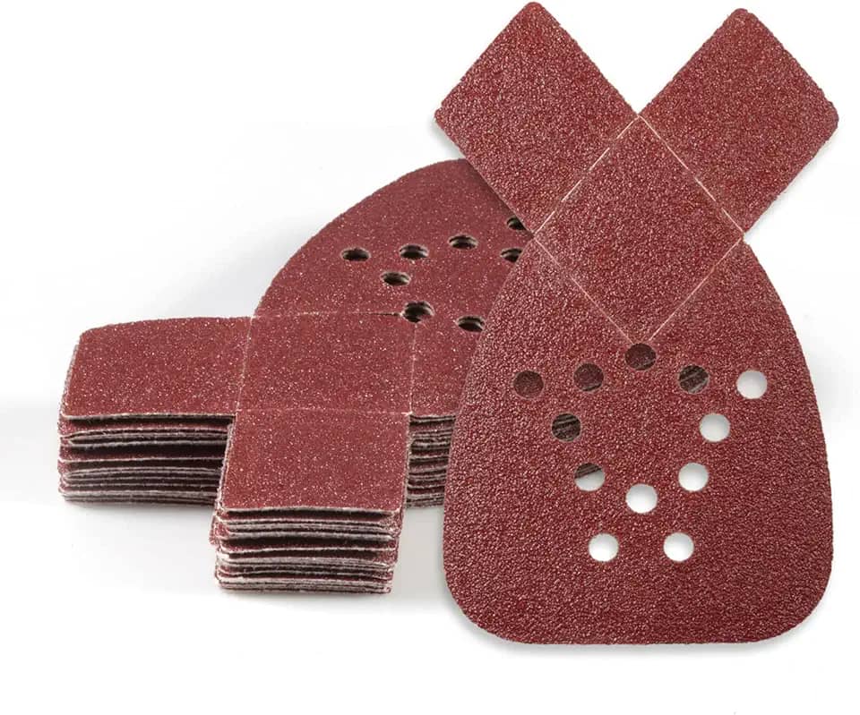 Lixa com detalhe de mouse, 20 peças, lixa com detalhe de gancho e laço de 60 grãos com 2 pontas de substituição, folhas de lixamento de 12 furos para polimento de moagem de madeira de metal