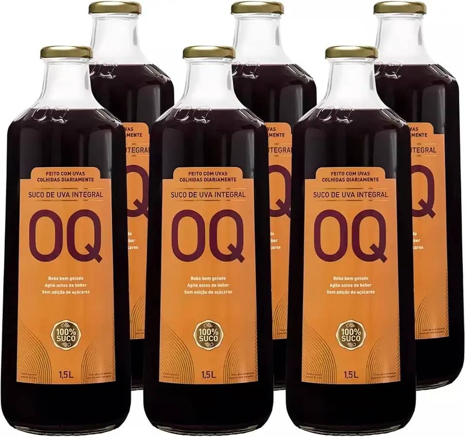 Suco de Uva Integral OQ Sem Adição de Açúcar e Conservantes (1,5 Litros - Pack 6)