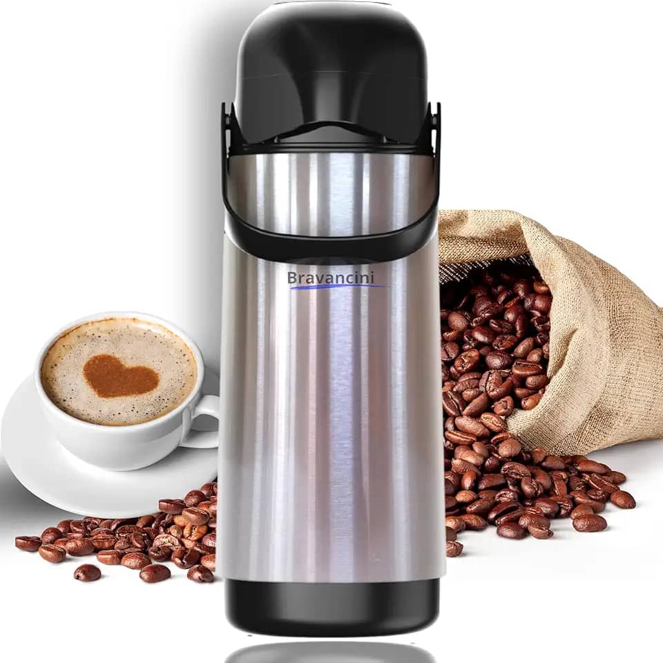 Garrafa Térmica Lúmina Inox 1L com Ampola Aço Conserva Quente e Frio Alta Durabilidade Ideal para Café Água Chá Chimarrão Viagens Escritório Bico Antivazamento Bomba Pressão Termica Pump
