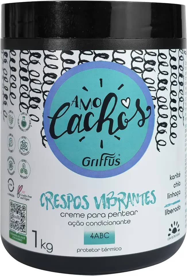Griffus Creme Para Pentear Crespos Vibrantes Amo Cachos Cosméticos 1 Kg