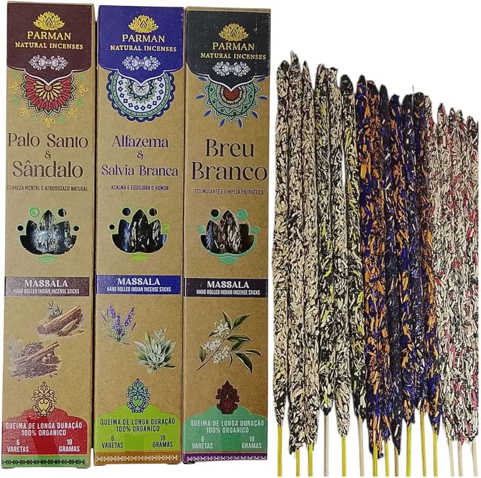 Kit Incenso Natural Parman Massala 3 Aromas - Profundos e Marcantes