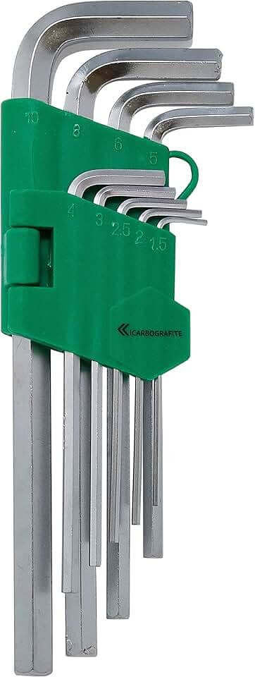 Jogo de 9 Chaves Hexagonais Longas Tipo Estojo, Carbografite 012551012, Prata