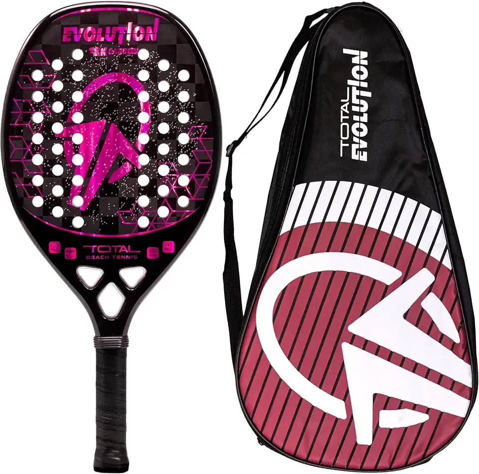 Raquete Beach Tennis Carbono 18k Total Evolution Violeta 2025 + Capa | Leve e equilibrada | 1 ano de garantia