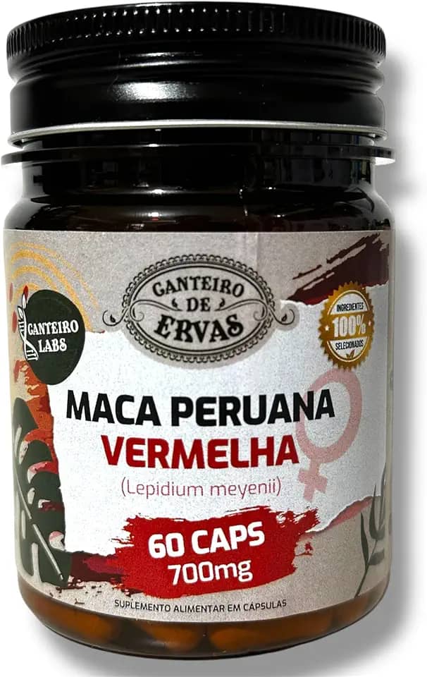 Suplemento Maca Peruana Vermelha 700mg 60 Cápsulas Energia Equilíbrio e Bem Estar Feminino