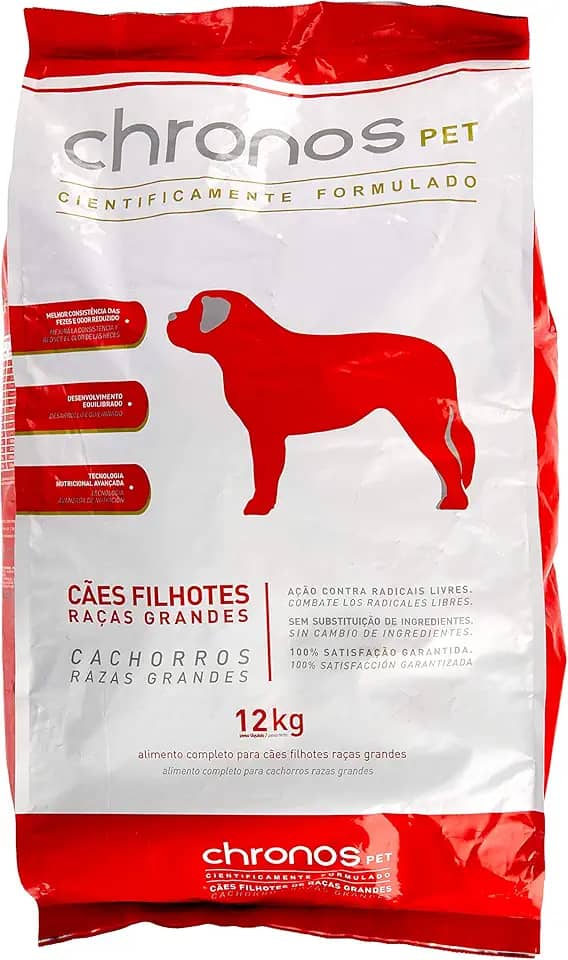 Chronos Ração Pet Cães Super Premium Filhotes Raças Grandes 12Kg Para Todas Grande Filhotes Sabor Frango