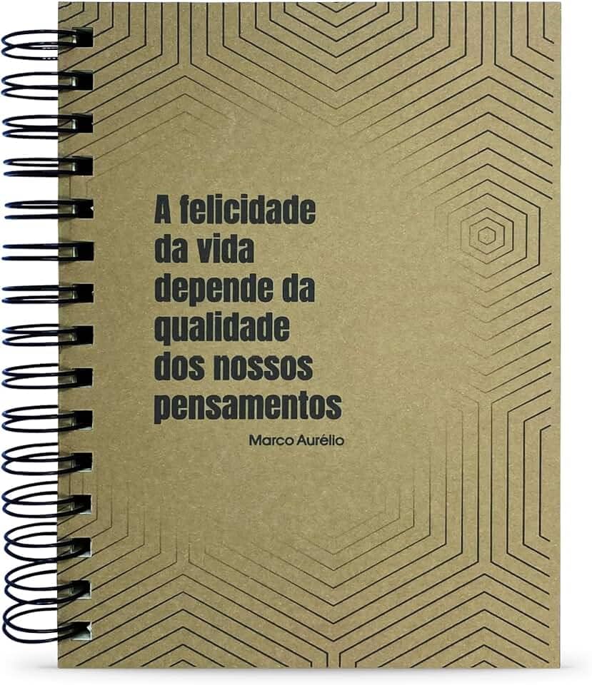 Caderno Estoicismo Marco Aurélio "Felicidade" Capa Dura, 125 Fls. Tam. A5