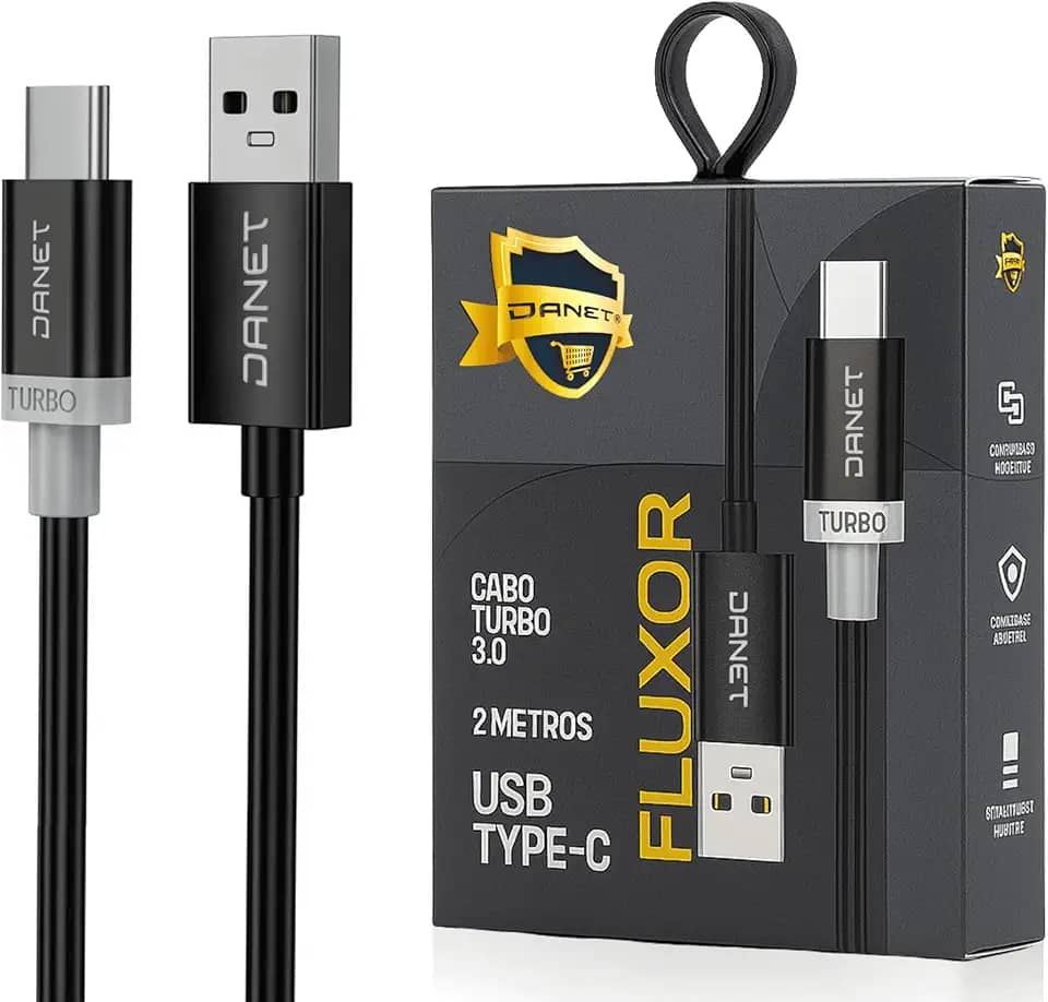 Cabo Carregador USB Tipo C 3.0 Carregamento Rápido Alta Velocidade Compatível Celulares Smartphones Tablets Resistência Premium Para Xiaomi Samsung IOS Motorola 2 Metro