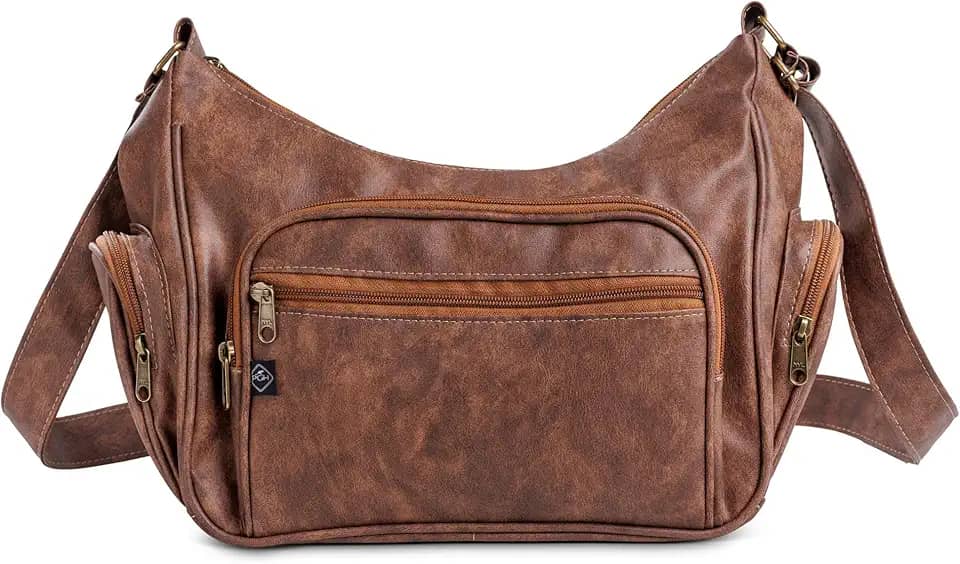Bolsa Feminina Transversal Grande com Alça de Ombros Ajustável em Couro PU, PGH Elegance