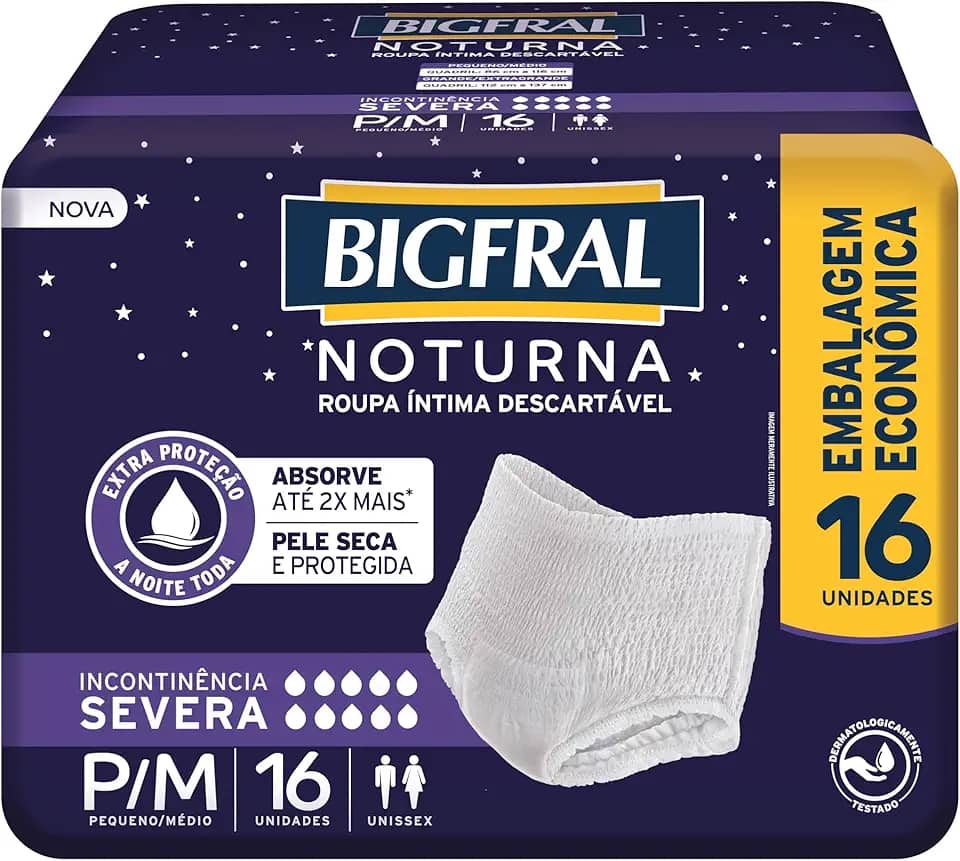Roupa Íntima Bigfral Noturna P/M 16 Unidades