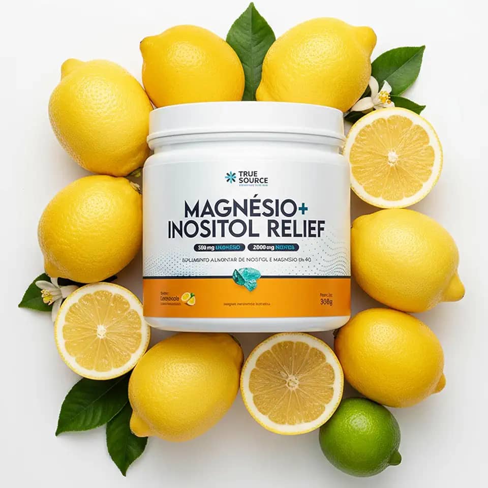 True Magnésio + Inositol Relief 300g - True Source Sabor Limão | Equilíbrio Mental e Relaxamento (Lemonade)