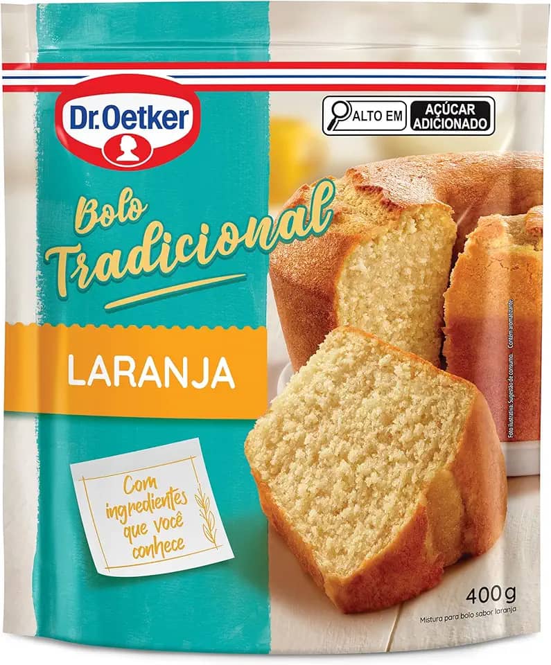 Dr. Oetker Bolo Tradicional Sabor Laranja, Fácil Preparo, Mistura Pronta para Massa, Sobremesa Fofinha e Saborosa, 400g