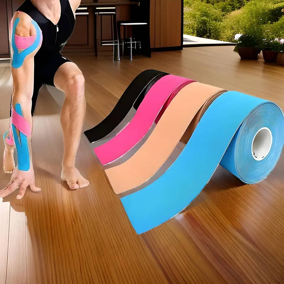 Kit 2 Bandagem Elástica Premium Adesiva, 5m, Suporte Muscular, Alívio De Dores, Fisioterapia E Reabilitação, Kinesio, Marca VARENZIA