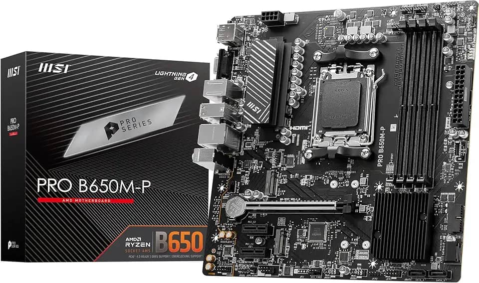 Placa Mãe MSI PRO B650M-P (AM5/4xDDR5/HDMI/DisplayPort/VGA/M.2/USB 3.2)