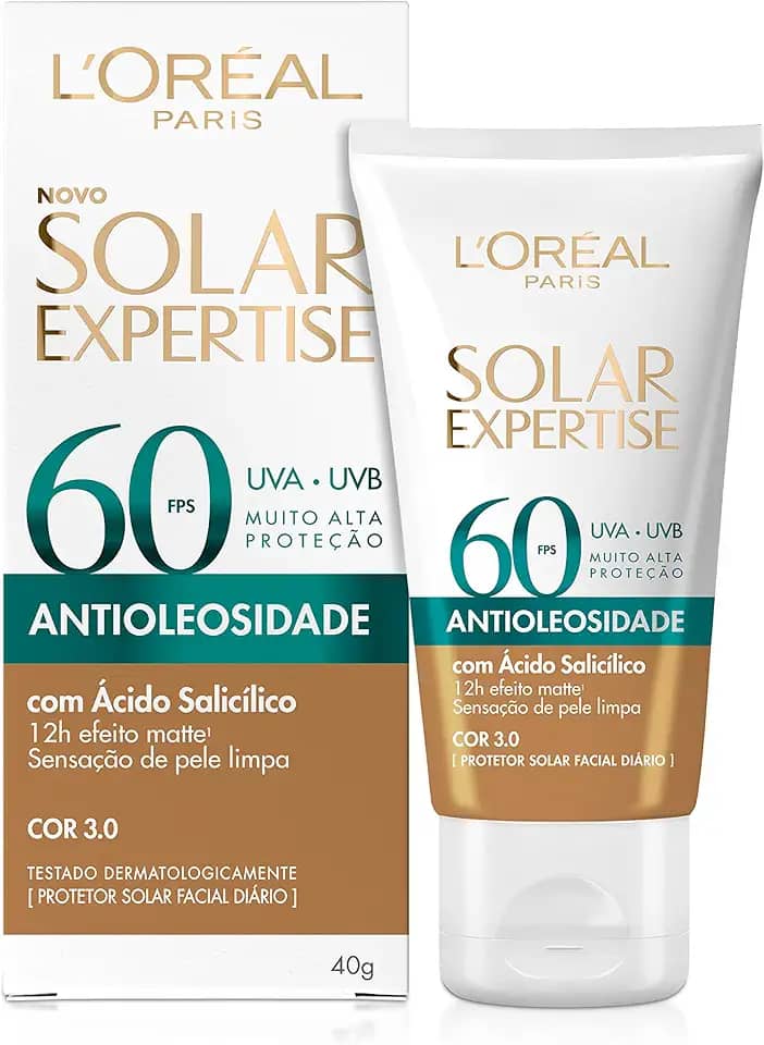 L’Oréal Paris Protetor Solar Facial L'Oréal Paris Solar Expertise Antioleosidade Fps60 Cor 3.0 Média 40G
