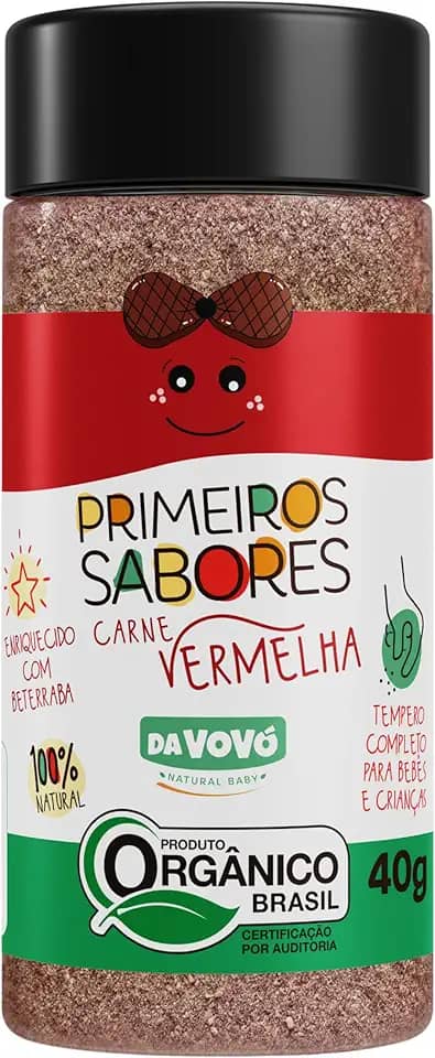 Da Vovó, Temperinho completo, Primeiro sabores, Para Carnes Vermelhas, Enriquecido com Beterraba, Ideal para bebês e crianças, Orgânico, 40 Gramas