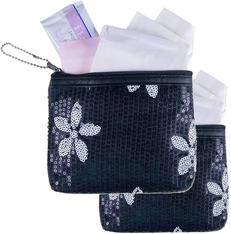Kit para primeira menstruação - Almofadas e forro orgânico biodegradável para adolescentes - Bolsas de menstruação para meninas adolescentes para escola - Bolsa de menstruação e almofadas para