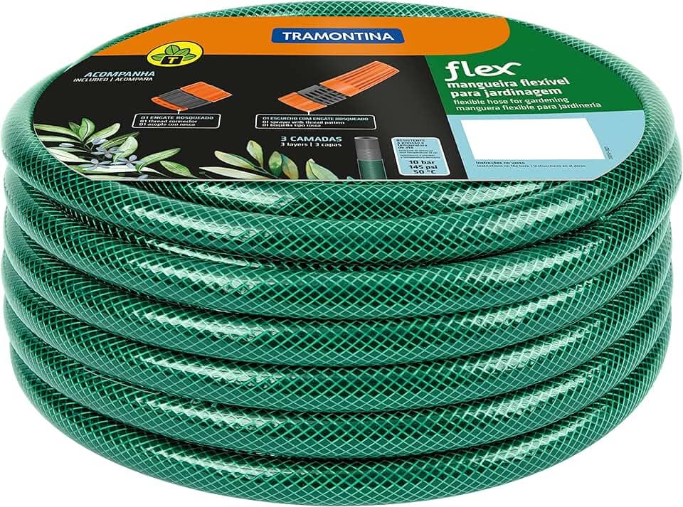 Tramontina Mangueira Flex Com Engates Rosqueados E Esguicho Em Pvc Verde 15 M