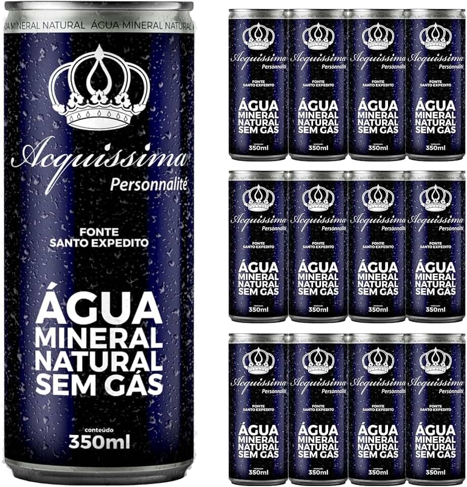 Água Mineral Natural Sem Gás Acquissima Personnalité 350 ml Lata, Fonte Santo Expedito, Embalagem Reciclável