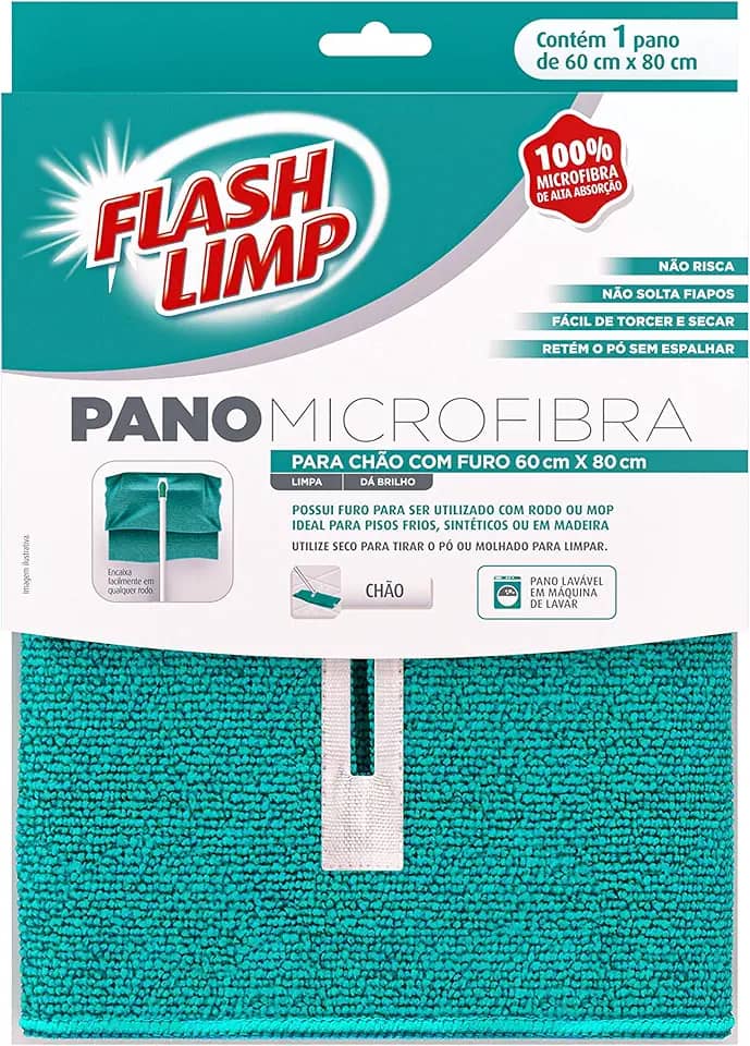 Flash Limp Pano Microfibra Para Chão Com Furo 60 X 80 Cm - FLP7276