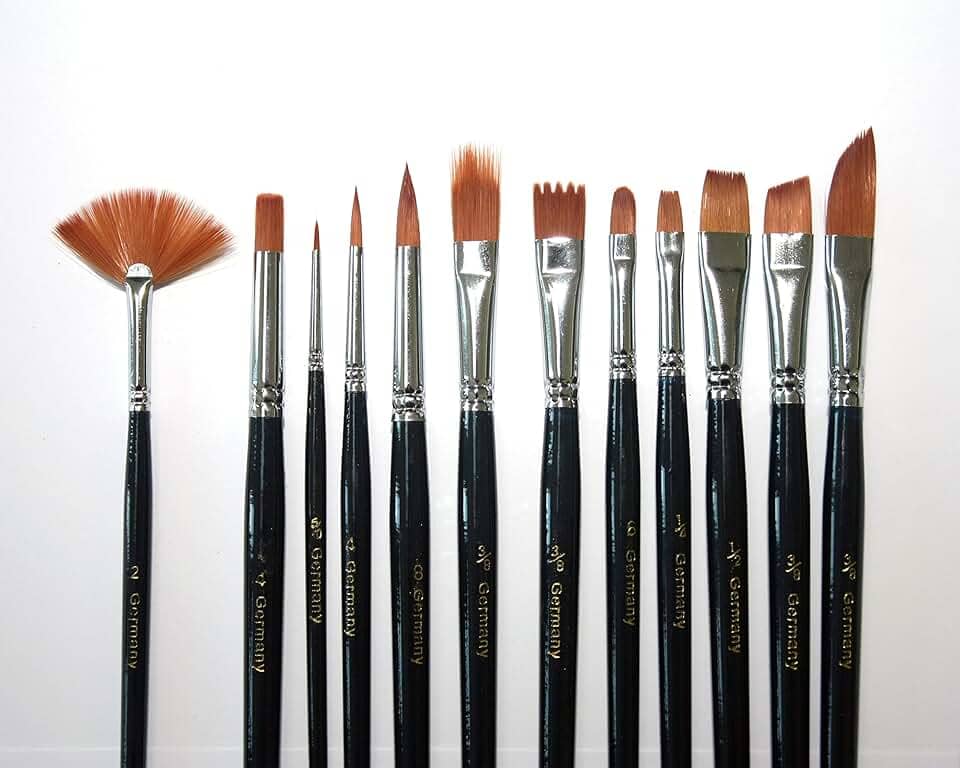 12 x Pincel Chato Profissional óleo - aquarela - acrílico (Black Master)