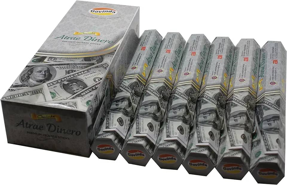 Govinda Incenso - 120 varetas de incenso premium, revestidas com masala (atrair dinheiro)