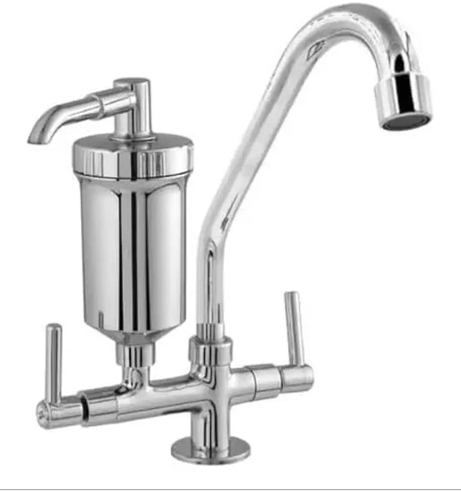 TORNEIRA INOX COM FILTRO OURO METAIS PARA COZINHA, BALCÃO, BANCADA, PIA DE COZINHA